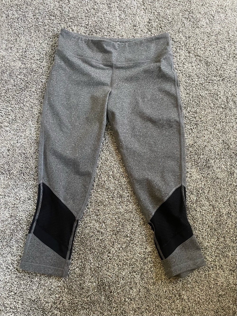 SO Girls Grey Capri Leggings with Black Mesh Panels